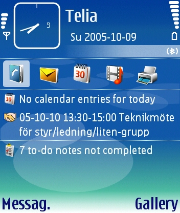 N90 screenshot: active standby screen