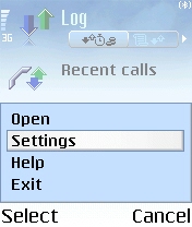 log options menu screenshot