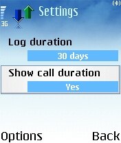 call duration option screenshot